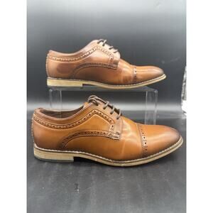 Stacy Adams 43418-221 Boys Brown Faux Leather Oxford Cap Toe Dress Shoes Size 5M